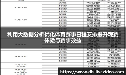 利用大数据分析优化体育赛事日程安排提升观赛体验与赛事效益